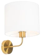 Klasická nástenná lampa zlatá s látkovým tienidlom biela - Cas