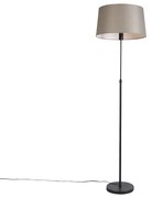 Stojacia lampa čierna s tienidlom z ľanového plátna taupe 45 cm nastaviteľná - Parte