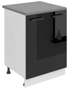 Kuchynská skrinka Belini Premium Full Version spodná 60 cm čierny lesk s pracovnou doskou