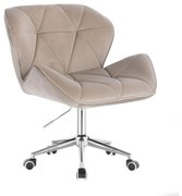 LuxuryForm DESIGN Stolička MILANO VELUR na striebornej podstave s kolieskami - latte