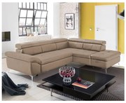 Rozkladacia kožená rohová sedacia súprava SALERNO II pravá hnedá