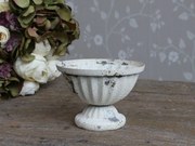 Krémová antik plechová mištička na nohe Salio - Ø 11*8 cm