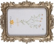 Zlatý antik fotorámik s kvetovaným okrajom - 17*2*22/ 10*15cm