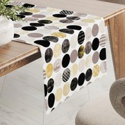 Biante Dekoračný behúň na stôl Leona LN-058 Zlaté a čierne guličky na bielom 20x120 cm