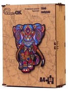 017174 3D drevené puzzle handmade - Indický slon A4