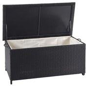 Polyratanový záhradný úložný box HWC-D88 - prémiová čierna, 51x100x50cm 170l