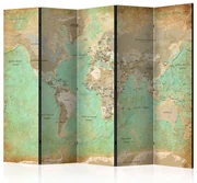 Artgeist Paraván - Turquoise World Map  [Room Dividers]