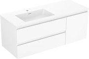 Mexen Orio, kúpeľňová skrinka 120 cm s ľavým umývadlom Otis, 2S, 1D, biela matná, 91A13-12047-3-BBFFF01-W18L01