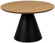 BOSCO Prírodný dub / čierna noha – OKRÚHLY KÁVOVÝ STOLÍK 65 cm, KONFERENČNÝ STOLÍK DO OBÝVAČKY, DYHA