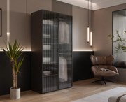 DVOJDVEROVÁ ŠATNÍKOVÁ SKRIŇA AMADEO 100 cm ČIERNO ŠEDÁ + 2 x VRÚBKOVANÉ SKLO