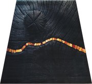 DY Čierno-zlatý koberec s motívom dreva Black N 11 Rozmer: 80x150 cm