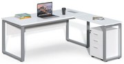 Rohový kancelársky stôl s kontajnerom Houseland Prime Home 01 180 cm biely