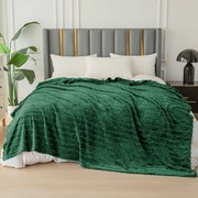 Mikroplyšová deka so vzorom PRESTIGE tmavozelená Rozmer: 160 x 200 cm