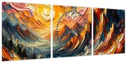 Obraz - Hory zalité slnkom (s hodinami) (90x30 cm)