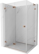 Mexen Lunar-F L, 1-krídlový sprchový kút so skladacími dverami, ľavý, 75 x 70 cm, 8mm číre sklo, ružové zlato profil, 836L-075-070-60-00-L