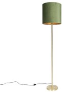 Botanická stojaca lampa mosadz s zeleným tienidlom 40 cm - Simplo