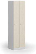 Kovová šatníková skrinka S1 zúžená, 2 oddiely, 1850 x 500 x 500 mm, demont, cylindrický zámok, laminované dvere, breza
