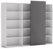 PLAN Skriňa vysoká otvorená dlhá BLOCK White, grafitová