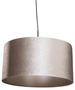 Závesná lampa čierna so zamatovým tienidlom taupe 50cm - Combi 1