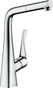 Hansgrohe Metris New, páková kuchynská batéria 320, s vyťahovacím výtokom, chrómová, HAN-14821000