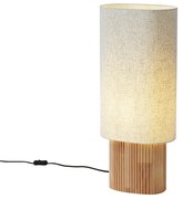 Japandi stolná lampa drevená s ľanovým tienidlom 70cm - Lamel