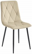 Svetlobéžová zamatová jedálenská stolička LIBRA s čiernymi nohami