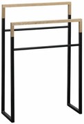 SAPHO Ska308 Ska stojan na uteráky 55 x 80 x 20 cm, čierna mat/dub
