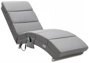 Leňoška LONDON s masážnou a vyhrievacou funkciou, 186×55×89cm, šedá Casaria
