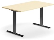 Kancelársky stôl QBUS, rovný, 1400x800 mm, T-rám, čierny rám, breza