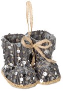 VIANOČNÁ DEKORÁCIA BOOTS SADA 12KS 10X7 CM STRIEBORNÁ