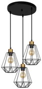 Luster na lanku PRIMO 3xE27/60W/230V čierna/zlatá