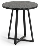 Čierny záhradný stôl s doskou z kameňa Kave Home Tella, ø 70 cm