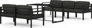 vidaXL 6-dielna sada záhradného nábytku, vankúše, hliník, antracit
