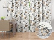 Biante Dekoračný záves Porto PRT-014 Hnedo-sivé srdiečka na krémovom - šírka 130 cm 130x140 cm