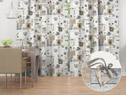 Biante Dekoračný záves Porto PRT-014 Hnedo-sivé srdiečka na krémovom - šírka 130 cm 130x140 cm