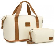 Konofactory Bielo-hnedá sada 2 príručných tašiek do lietadla "Duo" - M (35l)