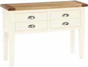 Biely konzolový stolík so 4 zásuvkami, 120x40x75 cm