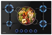 Klarstein Illuminosa 5, plynová varná doska, 5 Sabaf horákov, sklokeramika, čierna