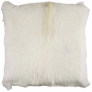Biely vankúš s chĺpky z kozej srsti - 40 * 40 * 10cm