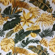 Divazo Bavlnená látka Veľké listy/Monstera Sivá/Zlatá 160 cm