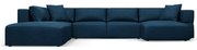 Modrá rohová pohovka do "U", ľavý roh Esther - Milo Casa