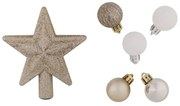 DECOLED Sada ozdôb, guľa 29 x 3 cm, 1x trblietavý hrot, šampanské a biele