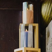 DECOLED LED sviečka v skle, 7,5 x 15 cm, zlatá