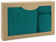 BAVLNENÉ UTERÁKY SOLANO SADA 1 KS 30X50 CM, 1 KS 50X90 CM, 1 KS 70X140 CM TMAVOTYRKYSOVÁ