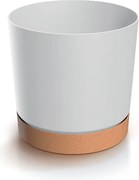 Kvetináč TUBOS PM s miskou biely/hnedý matný