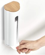 Zásobník na odličovacie tampóny a sáčkovník, biely, bambusové viečko