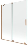 Mexen Velar, 2-krídlová posuvná vaňová zástena 140 x 150 cm, 8mm číre sklo, medená matná, 896-140-000-01-65