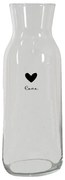 Sklenená karafa s čiernym srdiečkom Love - Ø9*25 cm / 1000 ml