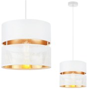 Závesné svietidlo Asti, 1x PVC/biele textilné tienidlo, (fi 20cm), g, w