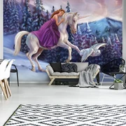 Fototapeta - Princezná na jednorožcovi (254x184 cm)